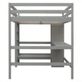 thumbnail image 6 of Full Size Loft Bed with Under-bed Desk and Storage Shelves for Teens, Wooden Bedframe with Full-Length Guardrail & Built-in Ladder for Bedroom, Apartment and Dorm, No Box Spring Needed, Grey, 6 of 7