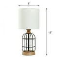 thumbnail image 3 of Mainstays Black Metal Cage Table Lamp with Wood Accents and Drum Shade, bulb included, 17", 3 of 12