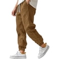 thumbnail image 2 of Zimjoy Cotton Linen Pants for Men Elastic Waist and Ankle Drawstring Baggy Style Lightweight Breathable Beach Pants Brown 3XL, 2 of 6