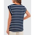 thumbnail image 5 of Cap Sleeve Striped Tops for Women Summer Top Basic Tee Shirts Casual Tank Loose Fit 2024 Fashion Shermie, 5 of 6