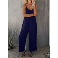 thumbnail image 7 of Dokotoo Women's Blue Jumpsuits Loose Sleeveless Adjustable Strap Long Romper with Side Pockets Size Large US 12-14, 7 of 7