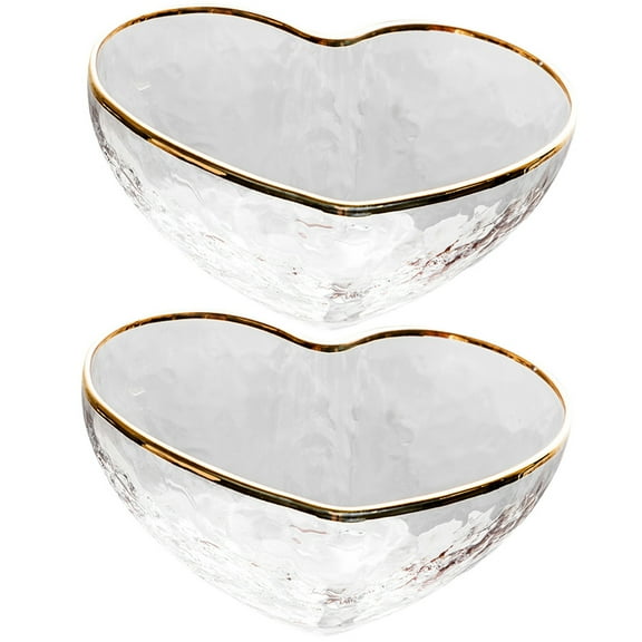 RENACLIPY Transparent Heart Glass Bowl Set 2pcs for Decorative Food Storage, Ideal for Parties, Gatherings, Kitchen Use