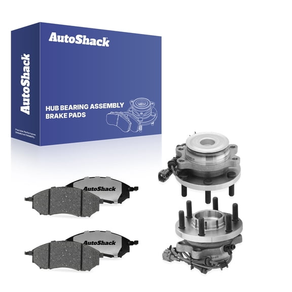 AutoShack Front Ceramic Brake Pads   Wheel Hub Bearing Assemblies with ABS Replacement for 2008-2012 Nissan Pathfinder 6-PC Kit