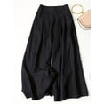 thumbnail image 2 of Women' s Culottes Linen Blend Wide Leg Pants Casual Capri Pants Cropped Pants Elastic Waist Palazzo, 2 of 6