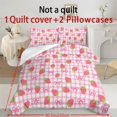 thumbnail image 6 of ZIATUBLES Strawberry Bow Gingham Printed Queen Bed Duvet Cover Set, 3 Piece Comfy Soft Bedding, Zipper Closure, Easy Care Modern Bedroom Decor Includes 1 Duvet Cover & 2 Pillowcases, 6 of 8