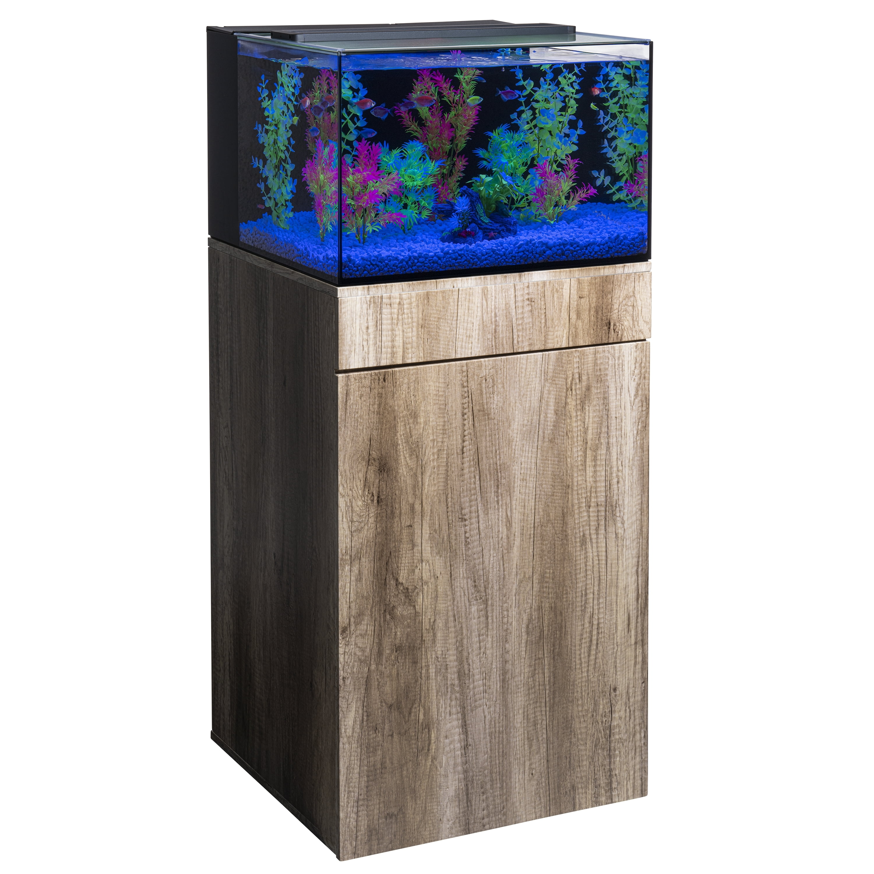 GloFish Plant Aquarium Décor, Green and Pink Large, Fluorescent Under Blue LED Light