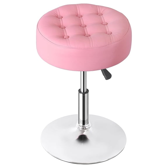 AIZYT Adjustable Vanity Stool Chair for Makeup, 360° Swivel Makeup Vanity Chair Faux Leather Vanity Stool for Makeup Room, Bathroom and Living Room, Pink