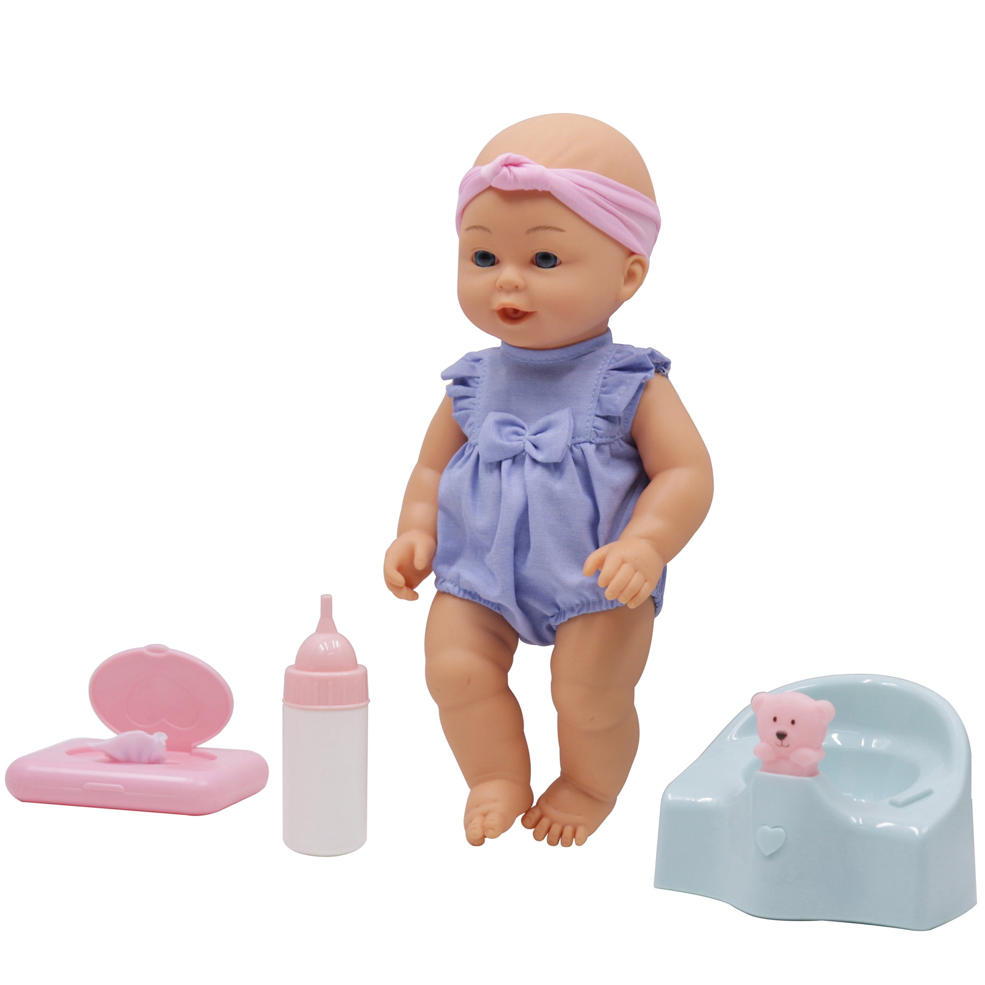 Dream Collection: Musical Potty & 12" Baby Doll Playset - Purple Ruffle Onesie, Potty Plays Tunes, Wipes Dispenser-Feeding Bottle Toys, Kid-Toddler 2+