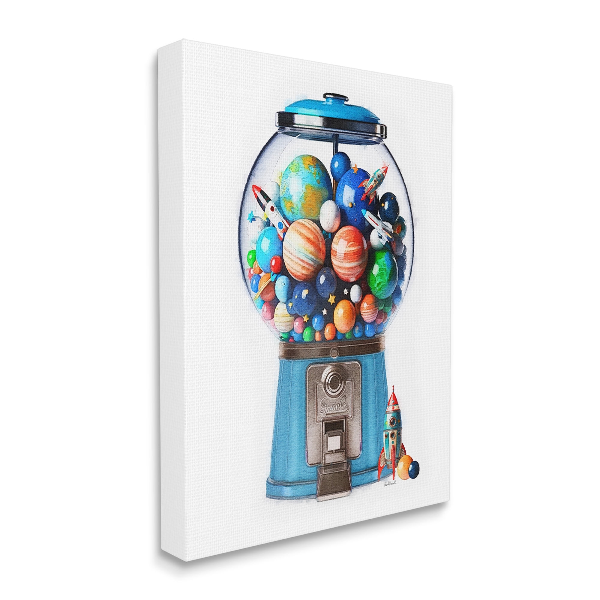 Stupell Industries Outer Space Candy Dispenser Art for Kids Painting Gallery Wrapped Canvas Art Print Wall Art, 24 x 30