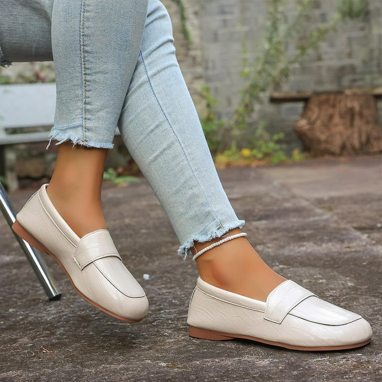 cream color dress shoes for women WAYDERNS Women's Beige Matte 1.5 Inch Chunky Pointed Toe Slip On Low Heel Pumps Comfortable Office Work Size 5 - Zapatos de Tacon on design Amberjack The Original (Chestnut &