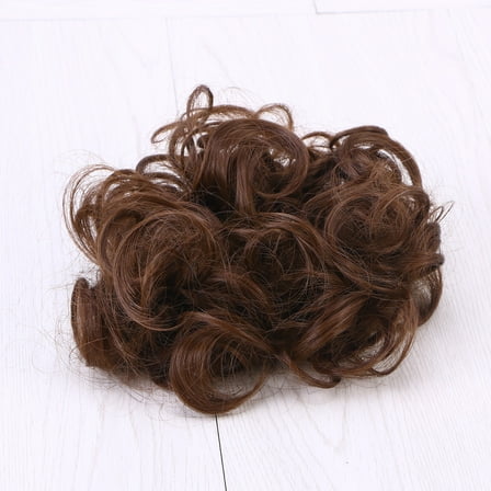 FELTECHELECTR Small Messy Bun Hair Piece 1Set Curly Ponytail Extensions Brown For Women
