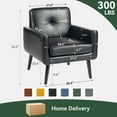thumbnail image 2 of Modern Breathable PU Leather Accent Chair with Arms, Upholstered Lounge Chair For Living room Bedroom Reading Home Office(1PC, Black), 2 of 9