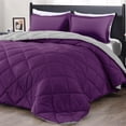thumbnail image 1 of Set de edredón downluxe Queen morado/gris, 3 piezas, 1 of 6