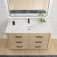 thumbnail image 5 of Porto 55" Aged Natural Oak Single Bath Vanity with Fish Maw White Quartz Stone, 5 of 15
