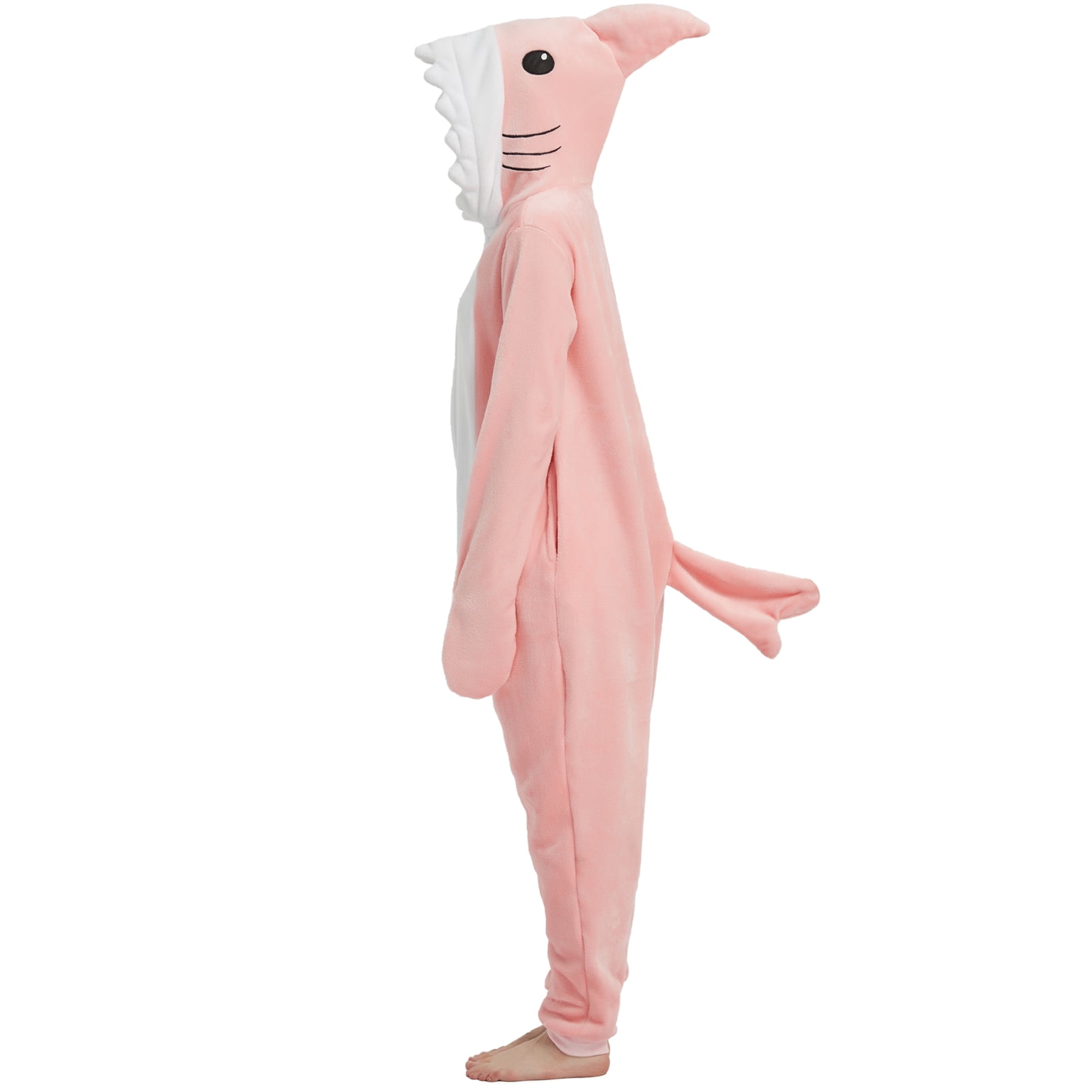 SWEETXIN Adult Halloween One-Piece Pajamas Shark Cosplay Costume Suit for Women and Men SizeXXL