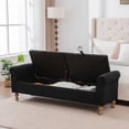 thumbnail image 5 of S-HOME Minimalist Large Storage Bench With Rolled Armrest In Napped Fabric 65.75", Versatile Daybed With Rubberwood Legs, For Bedroom And Dormitory, Black, 5 of 12