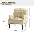 thumbnail image 6 of Faux Leather Tufted Armchair & Accent Chair with Wooden Turned Legs, Beige, 6 of 6
