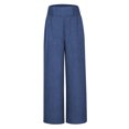 thumbnail image 5 of Travel Outfits Women Airport Women's Solid Color Spring/ summer High Waisted Wide Leg Pants Casual Pants Comfortable Business Casual for Women for Yoga Pant Straight Leg Womens Pant Suits Blue S, 5 of 8