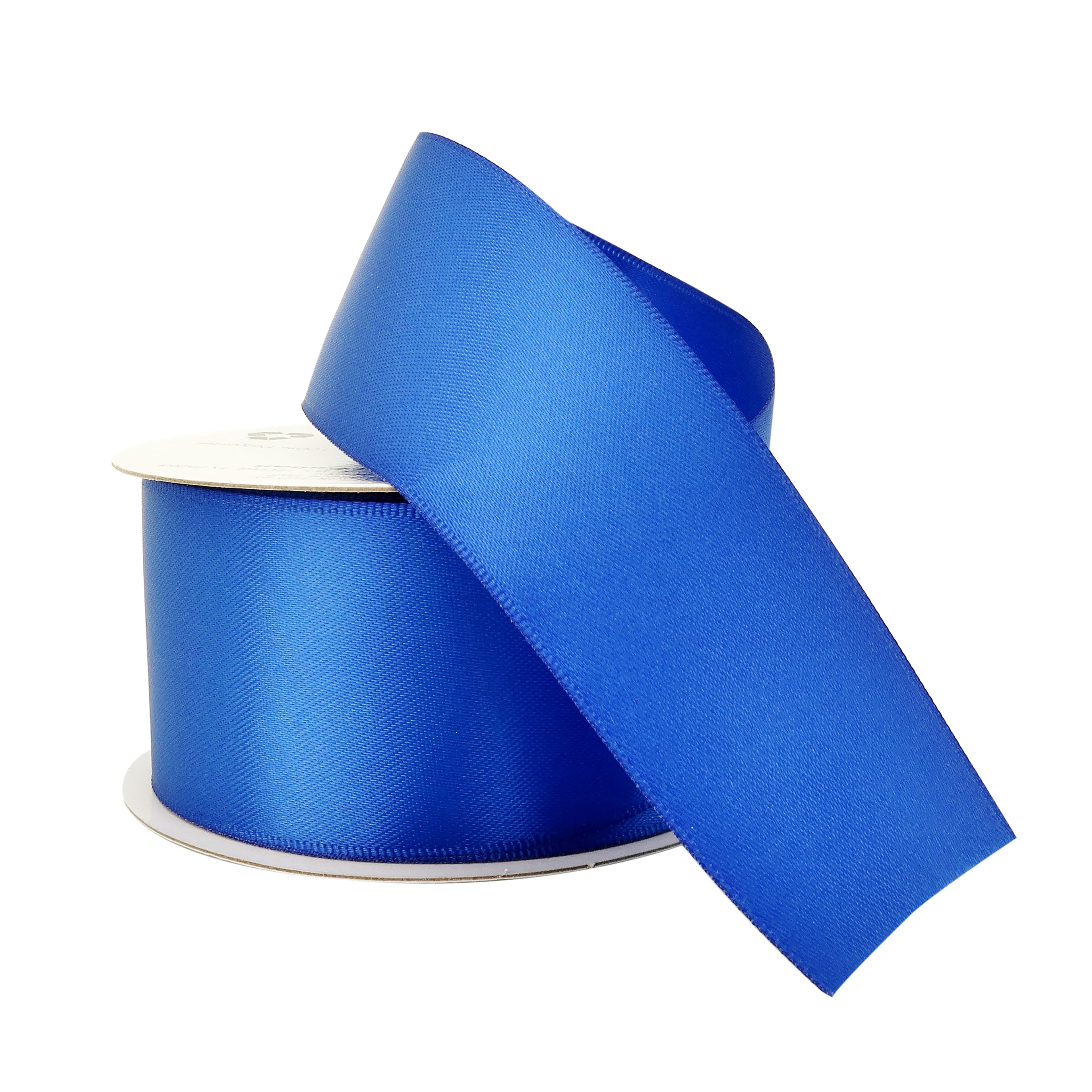 1.5" x 3yd. Blue Satin Ribbon by Celebrate It – Non-Wired Woven Selvage Edge - Ideal for Gift Wrapping - Crafts & Decor - 12 Pack