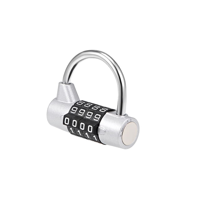 Candado de Combinación de 4 Dígitos, Candado Reiniciable de 2 Pulgadas para Casillero de Puerta Plata