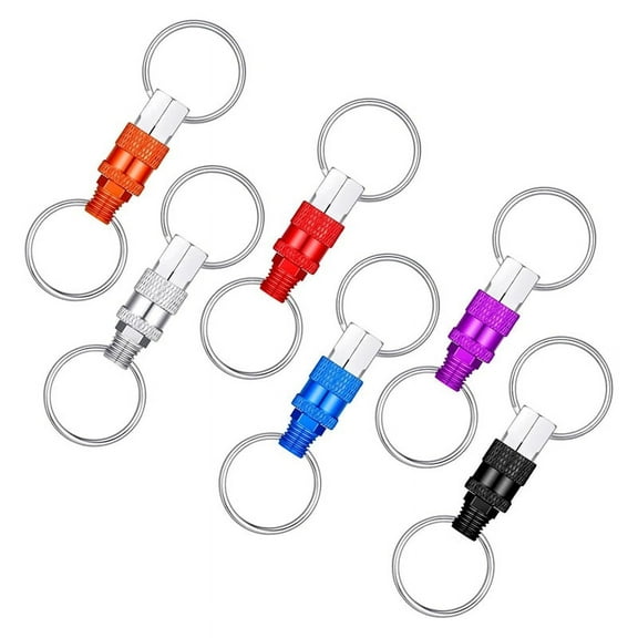 6Pack Pull Apart Keychain,Quick Release Keychain Aluminum with 2 Split Rings Chain Separate Detachable Key Ring
