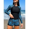 thumbnail image 3 of Sociala Two Piece Rash Guard for Womens Long Sleeve Swimsuits Sets UV UPF 50+ Swim Shirt with Boyshort Bottom, 3 of 6