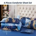 thumbnail image 5 of ZXJMHJ 6-Piece Light Blue King Size Comforter Set,Watercolor Marble Printed Bed in a Bag Set,Retro Artwork Style Bedding Set for Women Men, 5 of 6