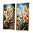 thumbnail image 3 of Designart "Daffodils landscape Dance V" Daffodils Framed Wall Art Set Of 2 - White Floral Framed Canvas Set For Living Room Decor, 3 of 7