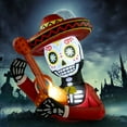 thumbnail image 1 of 4-Foot Day of The Dead Inflatable Skull Guitar Decor with LED Light - Halloween Outdoor Yard Décor, 1 of 5