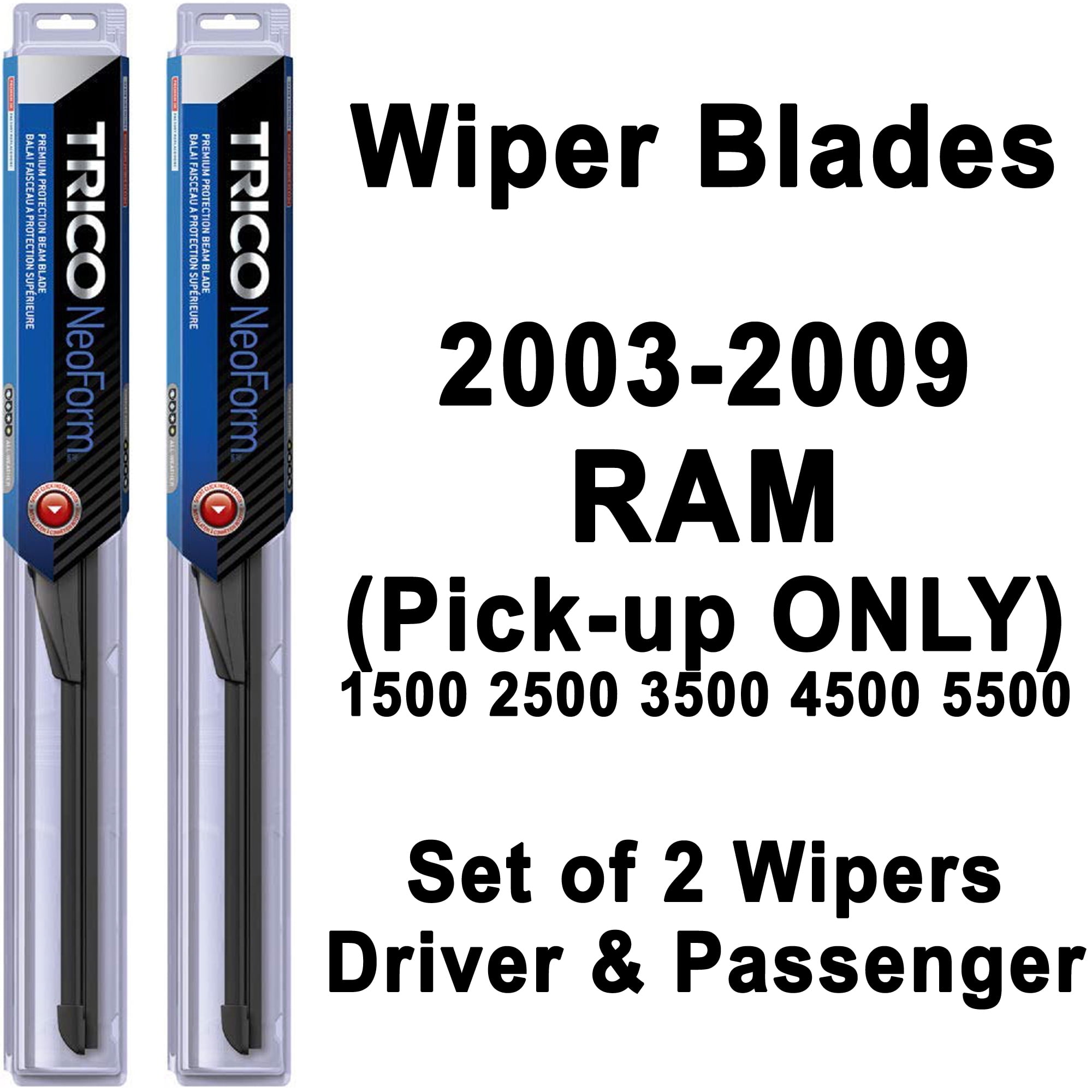 RAM Pickup Wiper Blades (Set of 2) 2003 2004 2005 2006 2007 2008 2009