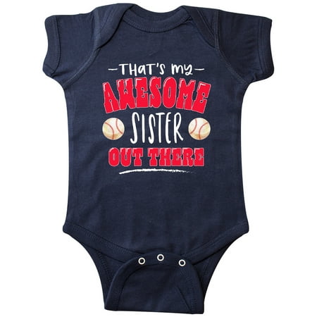 

Inktastic That s My Awesome Sister Out There with Baseball Gift Baby Boy or Baby Girl Bodysuit