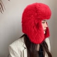 thumbnail image 4 of UTSJKR Women's Fluffy Trapper Hat, Long Pile Faux Fur Ushanka hat with Buckle, Luxurious Mink-Style Winter Warm Hat Red, 4 of 4