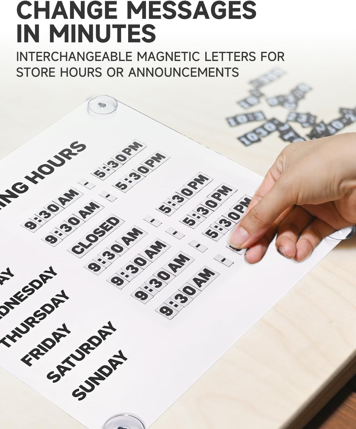 Nathome Magnetic Metal Business Hours Sign, Open Closed Display Board with Suction Cup and Adhesive Wall Mount, Reusable, 10.24 x 10.24 in