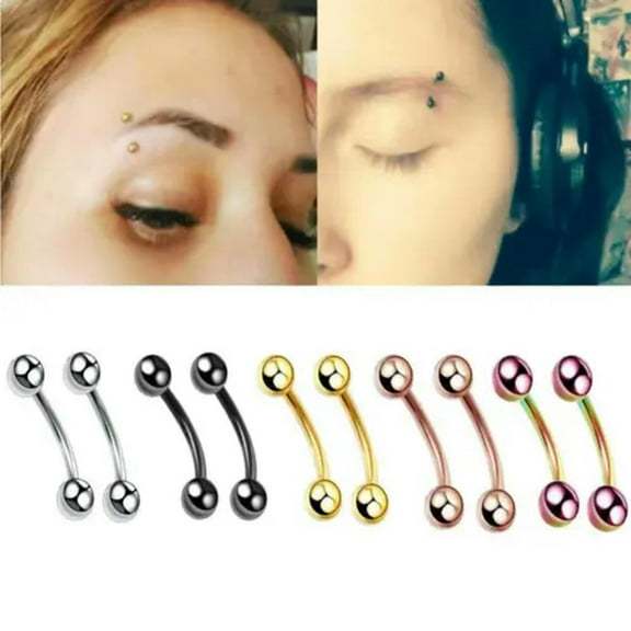 K-KED 20pcs 16G Surgical Steel Curved Banana Eyebrow Barbell Cartilage Studs Piercing -16G 8mm-Gold