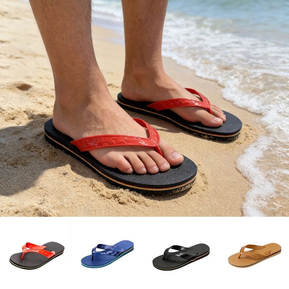 Miluxas Men's Flip Flops, Non-slip Sports Mat Beach Slippers Comfortable Soft Casual Flip Flop Sandals Yellow 9.5-10(43-44)