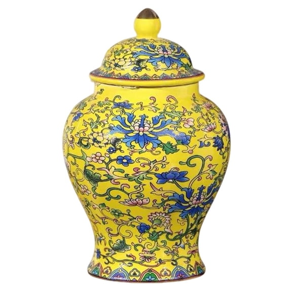 Blue and White Ginger Jar with Lid, Chinoiserie Porcelain Airtight Storage Jar Antique Decorative Gingers Jar