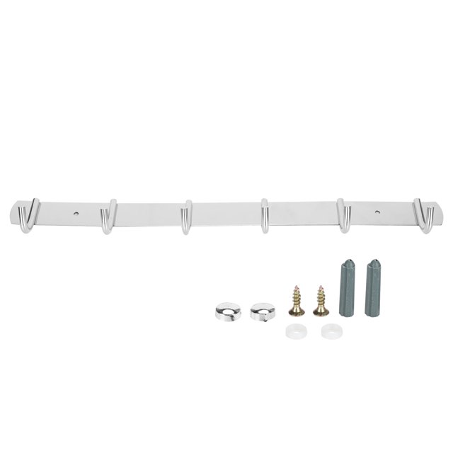 Perchero de acero inoxidable con 6 ganchos para toallas, ideal para cocina y sala de estar.