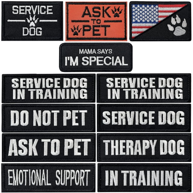 Patch J.CARP Service Dog Therapy Dog Dog Set, 12 piezas