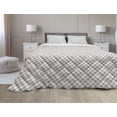 thumbnail image 1 of Abstract Down Alternative Comforter, Pattern of Absurd Folk Art Style Stripes Waves Holiday Themed Details, Microfiber Quilt for All Season, 5 Sizes, Dark Grey and Eggshell, by Ambesonne, 1 of 3