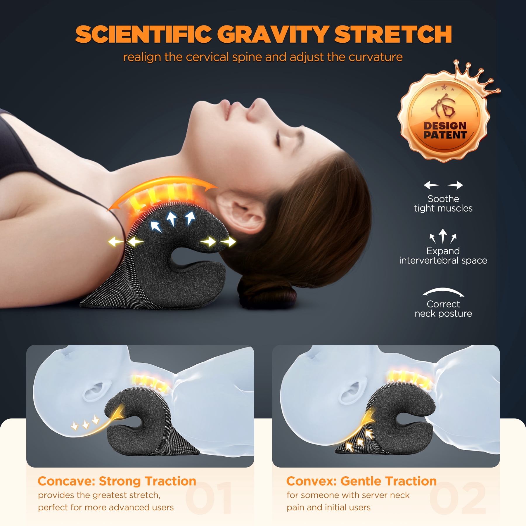 Famedio Heated Neck Stretcher for Pain Relief, Graphene Heating Pad, Neck Cloud Cervical Traction Device Chiropractic Pillow for Shoulder