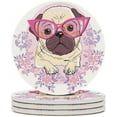 thumbnail image 2 of SKYSONIC Round Drink Coasters 1 Pcs Bulldog with Glasses Absorbent Ceramic Coaster with Cork Base for Coffee Cups Housewarming Gift for Home Decor, 2 of 6