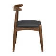 thumbnail image 2 of Set of 2, Rubberwood Dining Chairs with Faux Leather, Ergonomic Backrest & Faux Leather Upholstery, Walnut+Black, 2 of 11