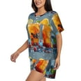 thumbnail image 2 of Fuzoiu Refreshing Fruit Infused Drinks Print Women's Short-Sleeved Pajama Set,Lounge Sleepwear Set,Womens Pajama Sets 2 Piece,Button-Up Top and Shorts with Pockets-Large, 2 of 7