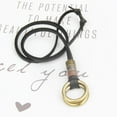 thumbnail image 2 of Chaîne en Cordon de Cuir Ajustable Homme Vintage Pendentif Réglable Homme Collier à Deux Cercles Noir, 2 of 9