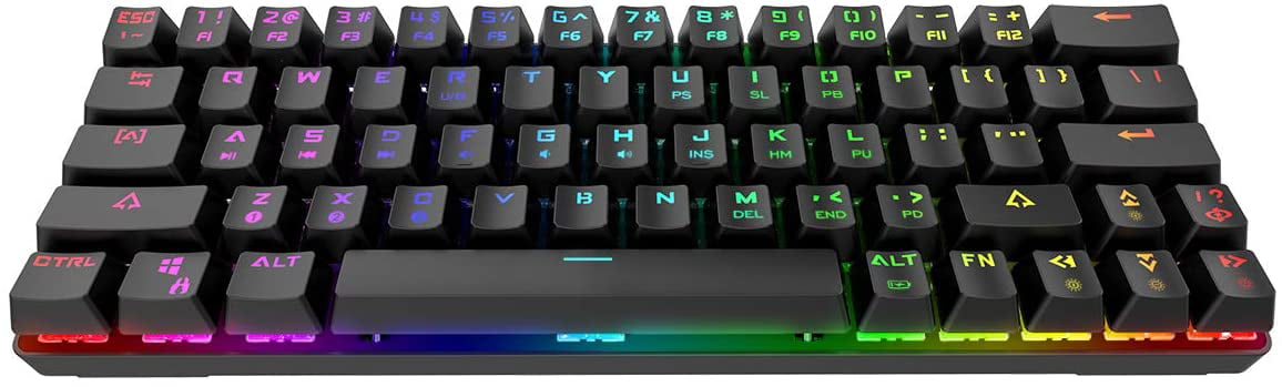 63 Keys Compact RGB Backlit Gaming keyboard with 1900 mAh,Full Anti-ghosting Keys for Gamers and Typists Red Switch DIERYA 60% Mechanical Keyboard,Bluetooth 4.0 Wired/Wireless keyboard