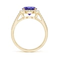 thumbnail image 2 of ANGARA Natural 1.8 ct Tanzanite Split Shank Ring with Diamond Halo in 14K Yellow Gold for Women (Size-8mm) | December Birthstone, Anniversary, Jewelry Gift for Women | Natural Tanzanite Ring, 2 of 8