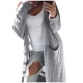 thumbnail image 4 of Womens Coats & Jackets- Knit Long Sleeve Open Front Cardigan Coat Solid Hooded Sweater Top with Pockets Gray XL, 4 of 6