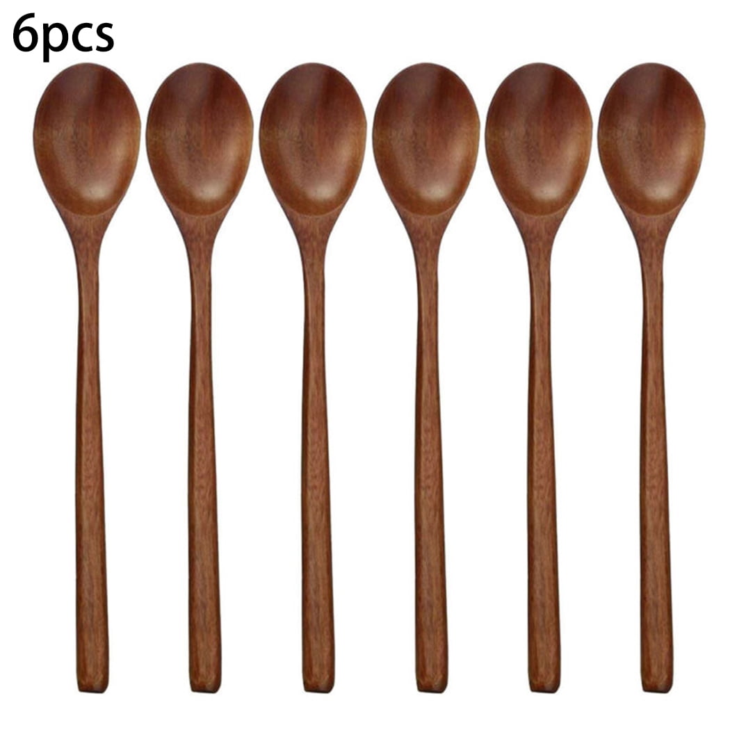 1pc Wooden Spoon Long Handled Soup Spoon Kitchen Serving Spoon Rice Soup Spoon Tablespoon 