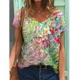 thumbnail image 2 of DPTALR T-shirt à Manches Courtes Imprimé à Grand Col en V pour Femmes Haut pour Femmes, 2 of 9