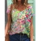 thumbnail image 1 of Camiseta de Manga Corta Fiudx Estampada con Cuello En V Grande para Mujer, 1 of 7